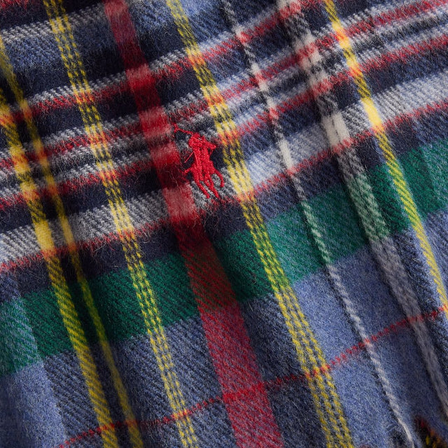 Polo Ralph Lauren Tartan Fringe Wool Scarf Blue Multi