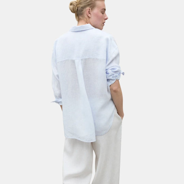 Ecoalf Daria Linen Shirt White Sky Blue Stripes