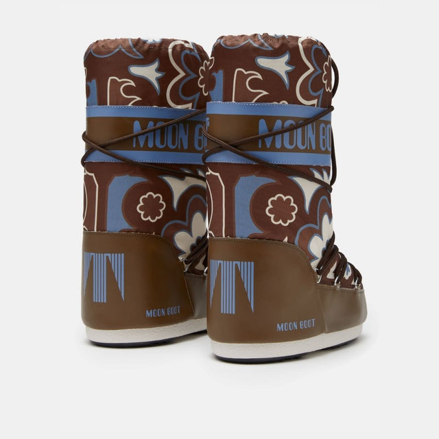 Moon Boot Icon Flower Print Brown Elephant Grey