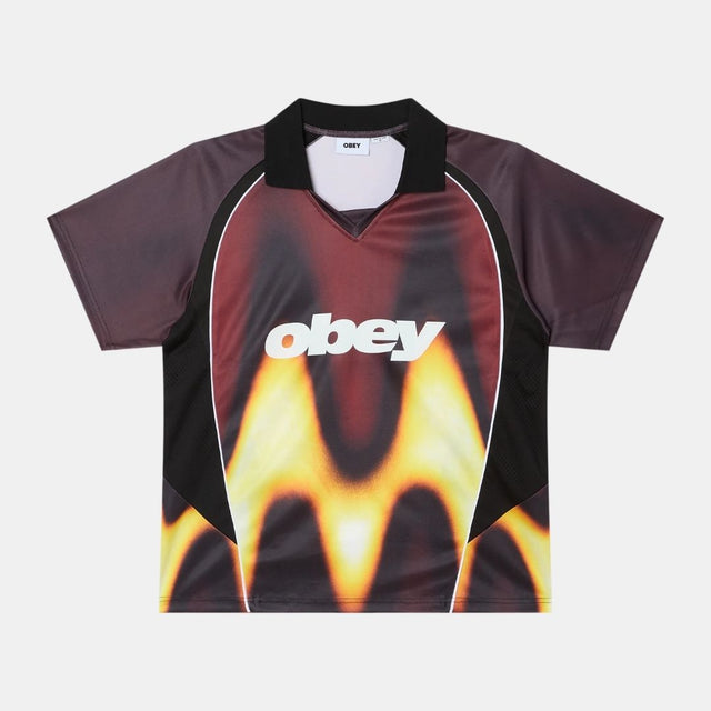 Obey Blurred Soccer Jersey Burnt Red Multi