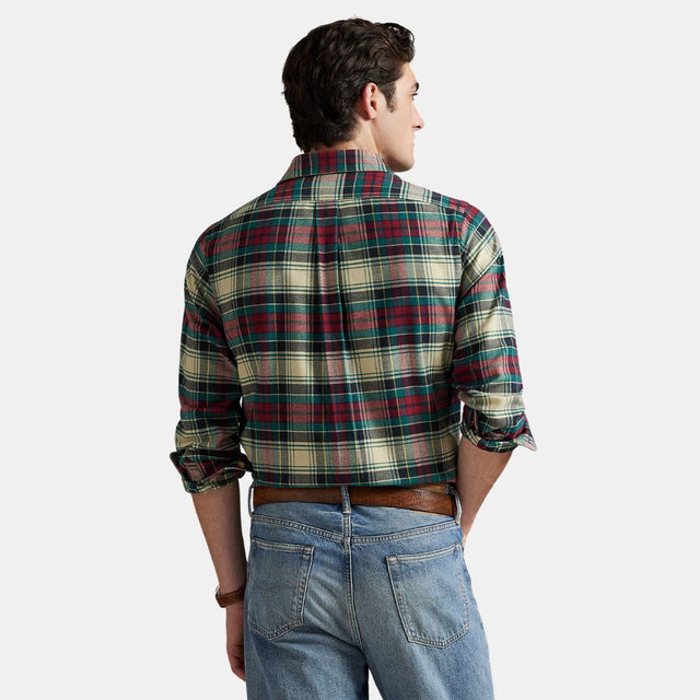 Polo Ralph Lauren Custom Fit Plaid Performance Shirt Cream Red Multi