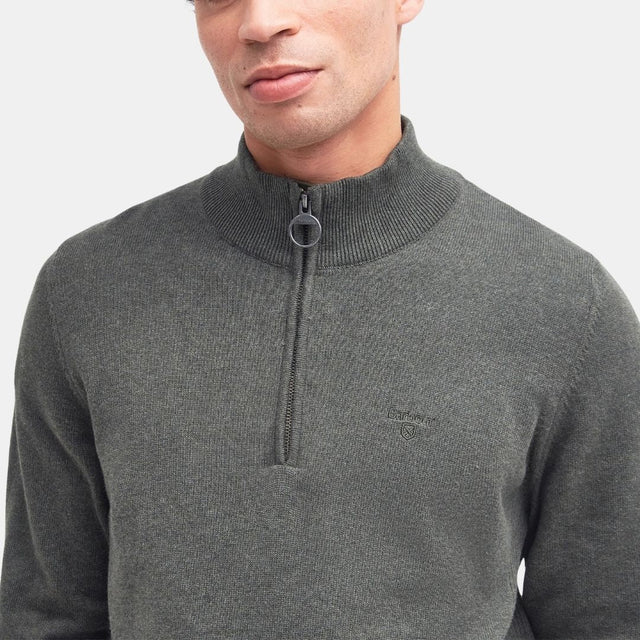 Barbour Cotton Half-Zip Jumper Olive Marl