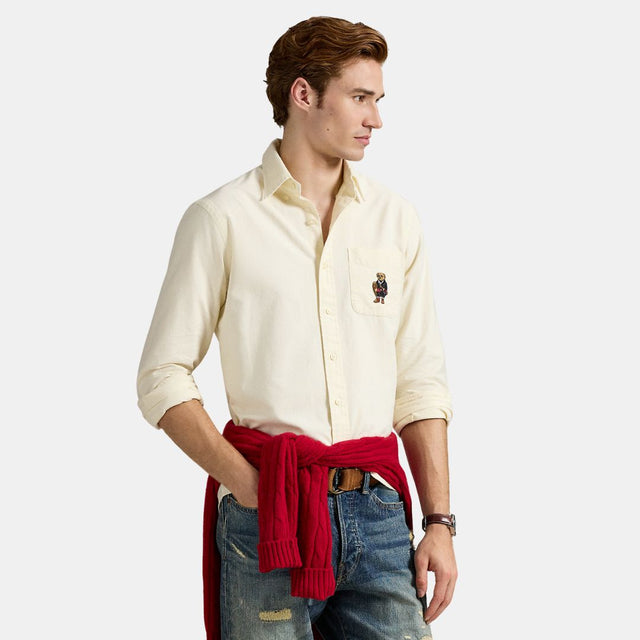 Polo Ralph Lauren Custom Fit Polo Bear Oxford Shirt Herbal Milk