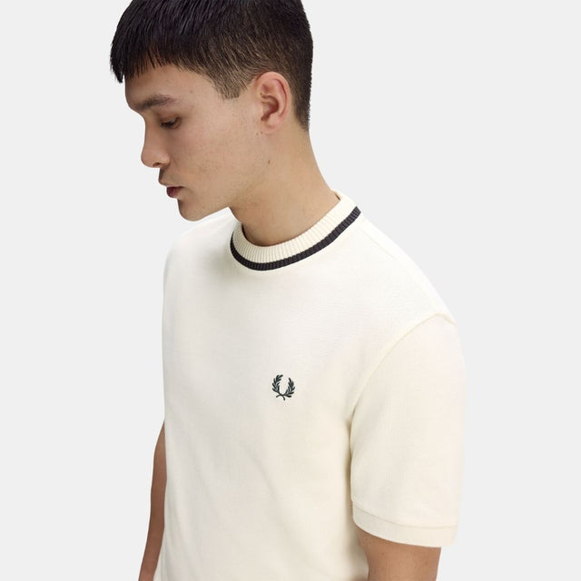 Fred Perry Crew Neck Piqué T-Shirt Ecru