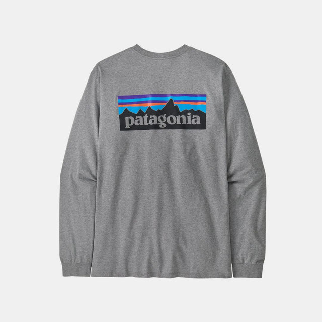 Patagonia Men's Long-Sleeved P-6 Logo Responsibili-Tee Gravel Heather
