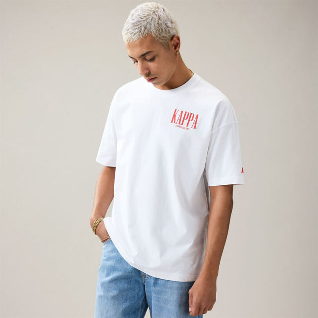 Kappa Authentic Sauren White-Red MD Coral