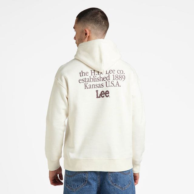 Lee Logo Loose Hoodie Ecru