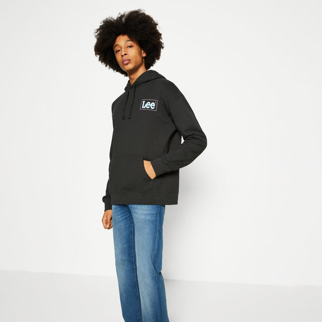 Lee Logo Loose Hoodie Washed Black
