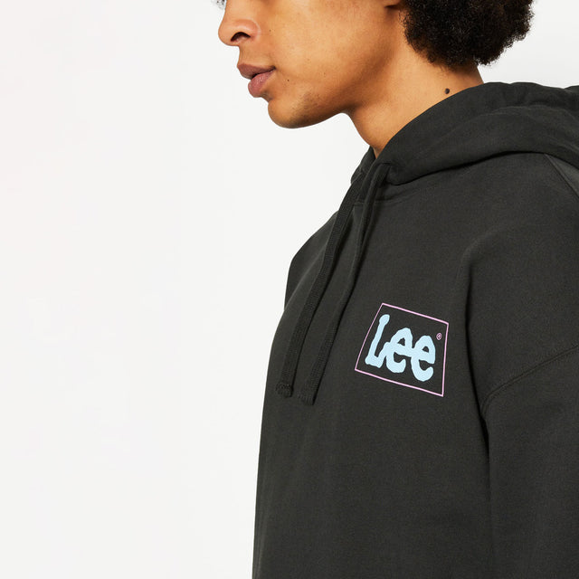 Lee Logo Loose Hoodie Washed Black