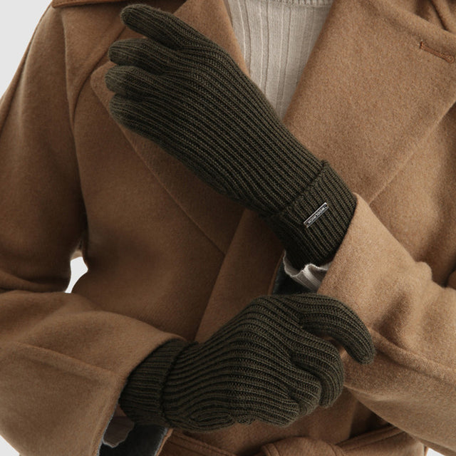 Woolrich Logo Gloves Women's Dark Green
