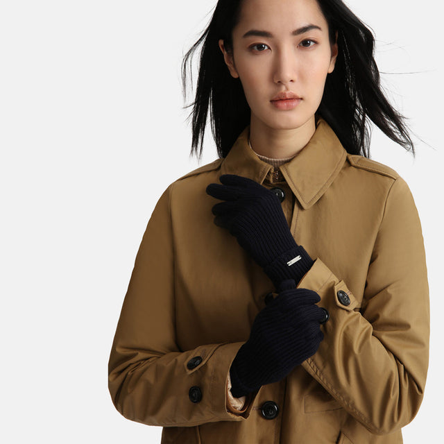 Woolrich Logo Gloves Women's Melton Blue