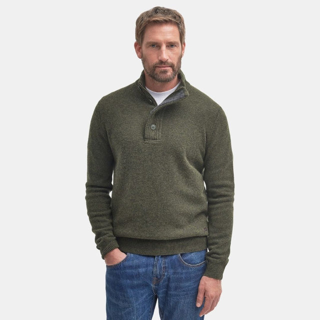 Barbour Essential Elbow Patch Jumper Seaweed