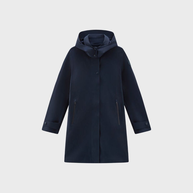 Woolrich High Tech Nylon Trench Women's Melton Blue