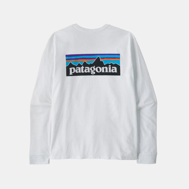 Patagonia Men's Long-Sleeved P-6 Logo Responsibili-Tee Fiber White