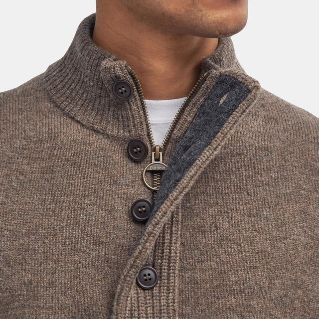 Barbour Essential Elbow Patch Jumper Dark Stone