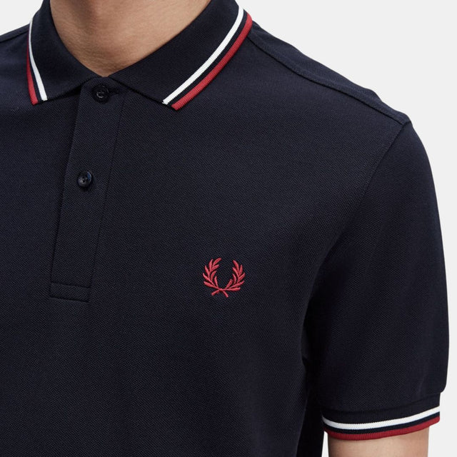 Fred Perry Polo M3600 Navy Snow White & Burnt Red