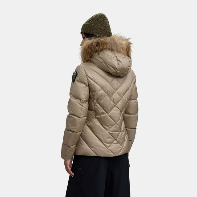 Blauer Geometric Lines Down Jacket Alicia Beige