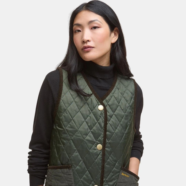 Barbour Enid Gilet Vest Olive & Ancient Tartan