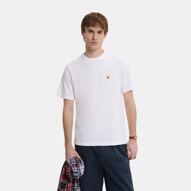 Baracuta Icon Logo Embroidered Tee Bone White