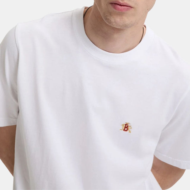 Baracuta Icon Logo Embroidered Tee Bone White