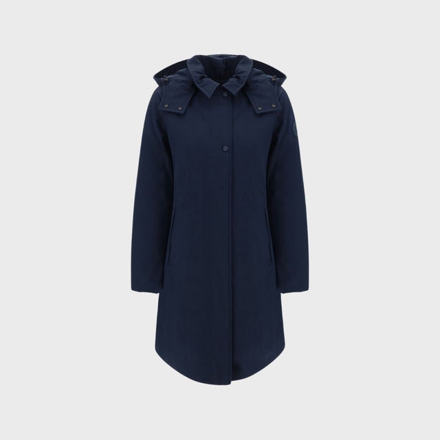 Woolrich Women's Firth Down Hooded Trench Melton Blue