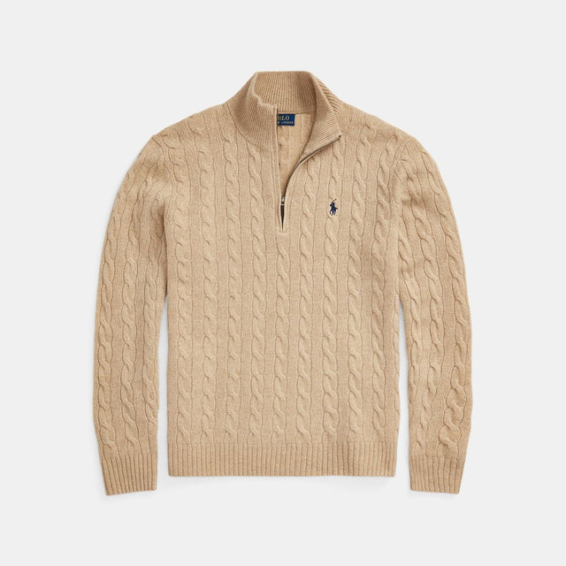 Polo Ralph Lauren Cable-Knit Wool Cashmere Jumper Camel Melange