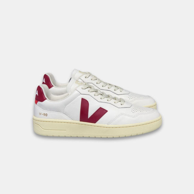 Veja Women's V-90 Leather Extra White Marsala