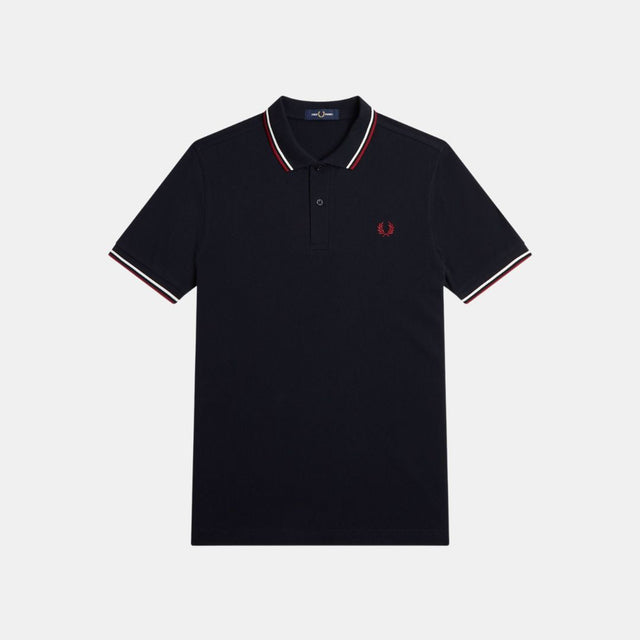 Fred Perry Polo M3600 Navy Snow White & Burnt Red