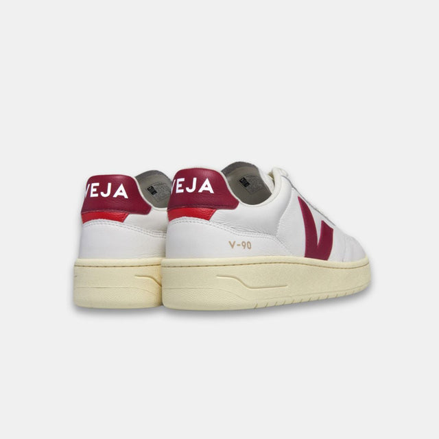 Veja Women's V-90 Leather Extra White Marsala