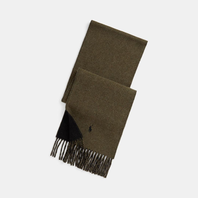 Polo Ralph Lauren Reversible Wool-Blend Scarf Ranger Green & Polo Black