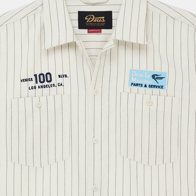 Deus Ex Machina Forecourt Stripe Shirt Dirty White