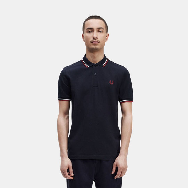 Fred Perry Polo M3600 Navy Snow White & Burnt Red