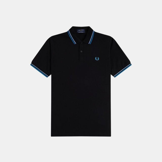 Fred Perry M12 Twin Tipped Shirt Black Sky Runaway & Bay Ocean