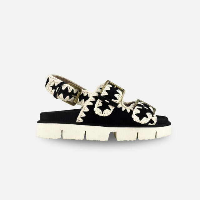 Mou Bio Sandal Two Bukless And Back Strap Black White