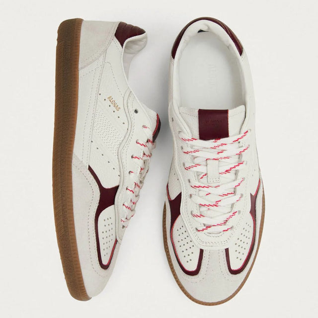 Alohas 490 Rife Grain White Burgundy Leather Sneakers