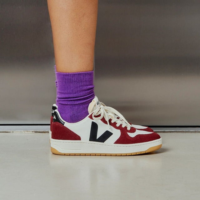 Veja V-10 Prime Leather White Black Amarante