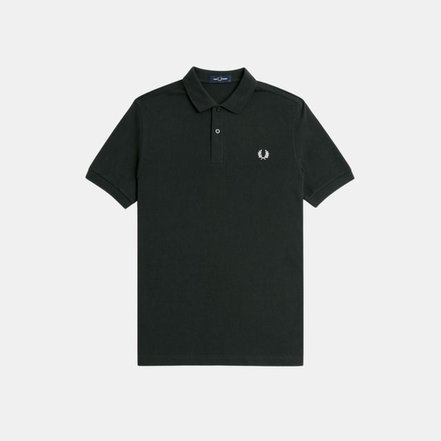 Fred Perry M6000 Plain Shirt Night Green & Snow White