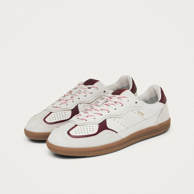 Alohas 490 Rife Grain White Burgundy Leather Sneakers
