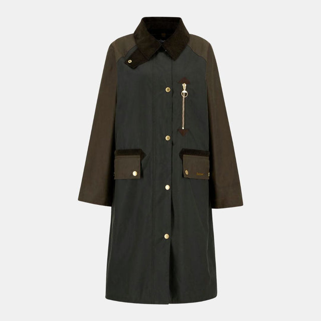 Barbour Evette Waxed Car Coat Fern/Beech/Ancient Tartan
