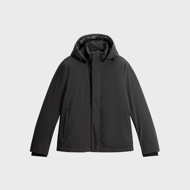 Woolrich Men's Stretch Nylon Jacket With Padding And Removable Hood Black