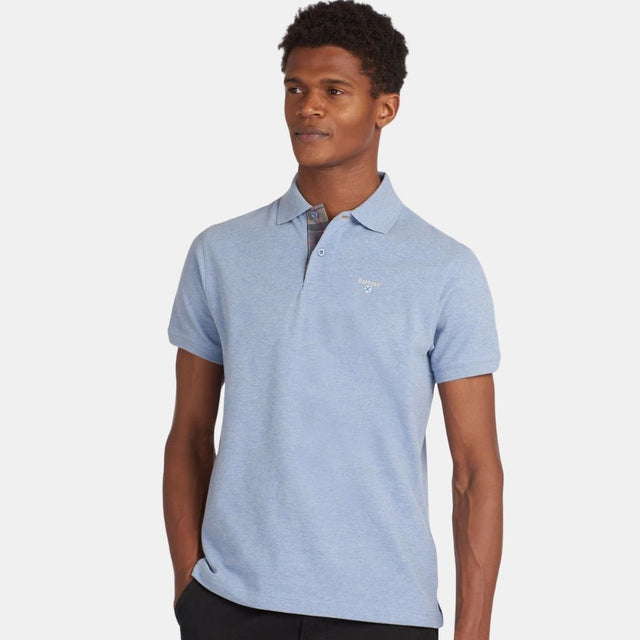 Barbour Tartan Pique Polo Shirt Sky Marl