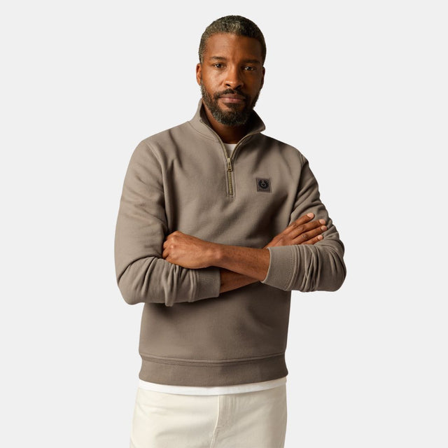 Belstaff Quarter Zip Sweatshirt Dusty Taupe