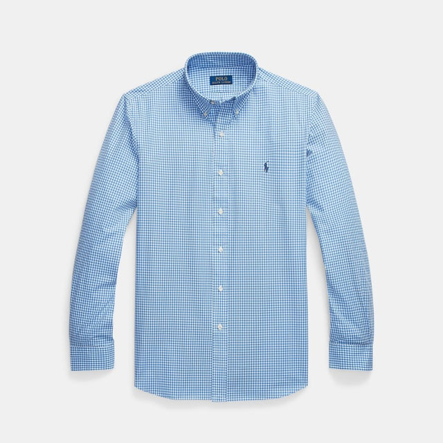Polo Ralph Lauren Custom Fit Stretch Poplin Shirt Blue White Check