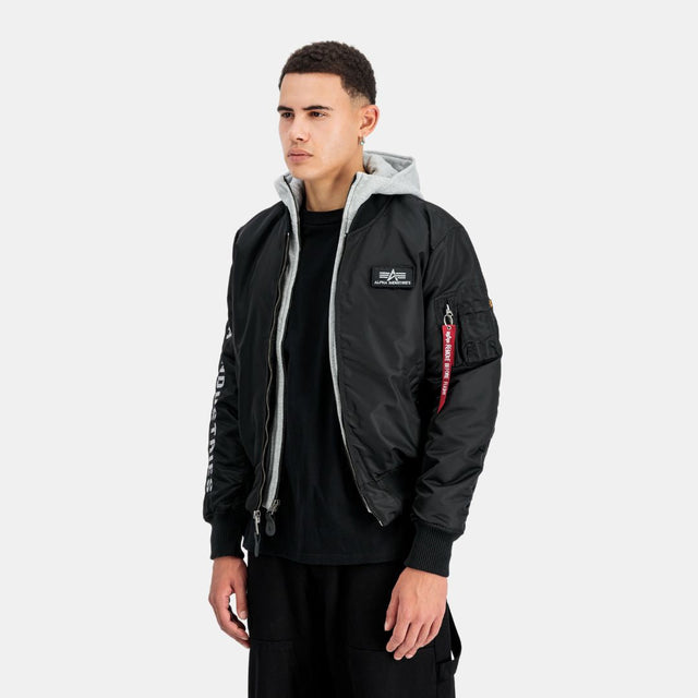 Alpha Industries MA-1 D-Tec Sleeve Embroidery Bomber Jacket Black/Grey