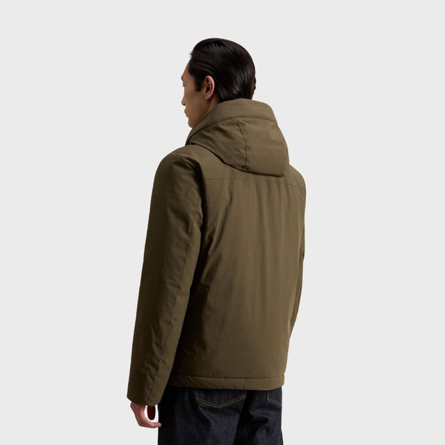 Woolrich Men's Stretch Nylon Jacket With Padding And Removable Hood Dark Green