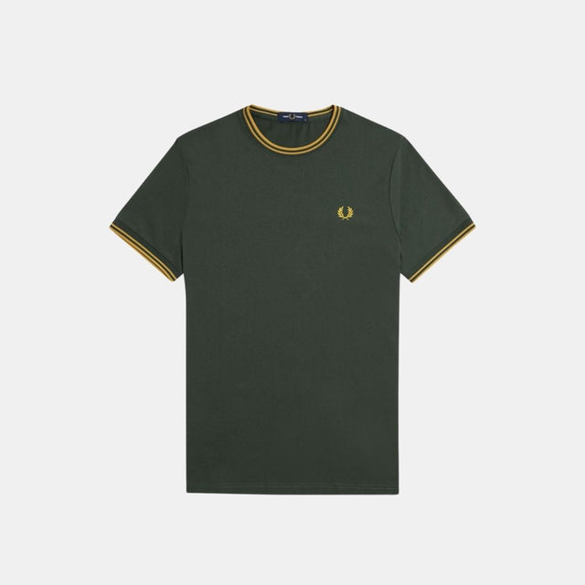 Fred Perry T-Shirt Twin Tipped Court Green & Honeycomb