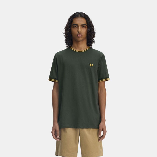 Fred Perry T-Shirt Twin Tipped Court Green & Honeycomb