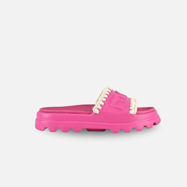 Mou Eva Sandal One Piece Slide Fuxia Floral