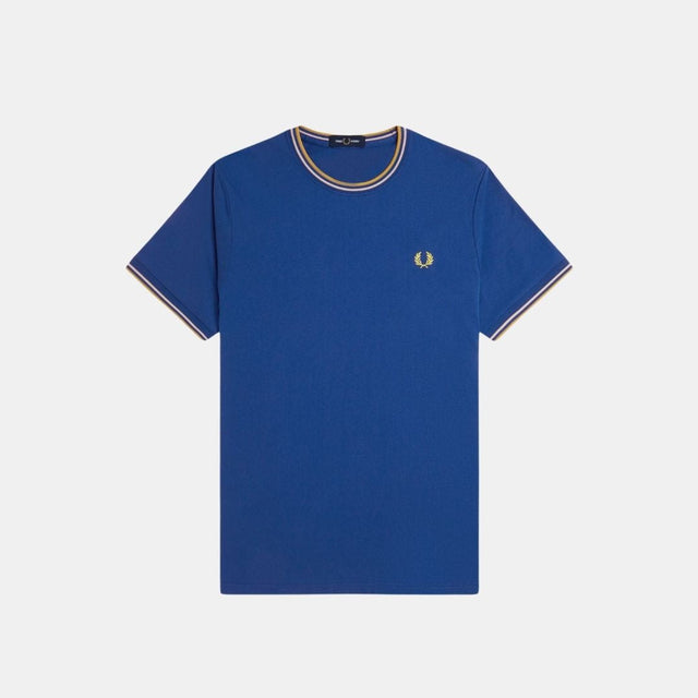 Fred Perry T-Shirt Twin Tipped Shaded Cobalt & Oatmeal