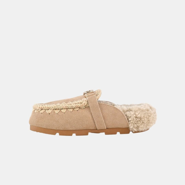 Mou Winter Bio Slide Suede-Letter Logo Camel